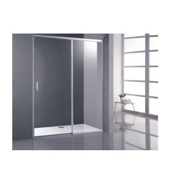 Schuifdeur 65cm met vast deel 55cm Cosmo - 6 mm - Helder Glas Chroom