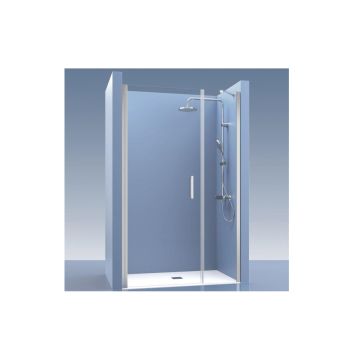 Draaideur 2-delig Padel 84,5cm - deur 45cm met vast deel 39,5cm - 6mm glas met profielen chroom 