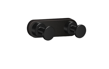 Dubbele kleding- en handdoekhaak Techno mat zwart