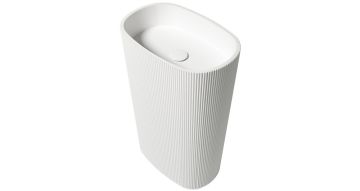 Vrijstaand Solid Surface wastafel Olympia 55x36x85cm (lxdxh) - zonder kraangat