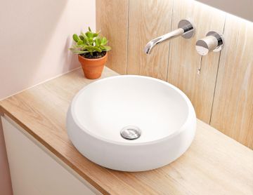 Composiet opbouw waskom Rondo Ø36cm mat wit