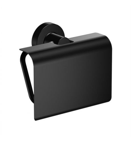 Toiletrolhouder Techno met klep mat zwart