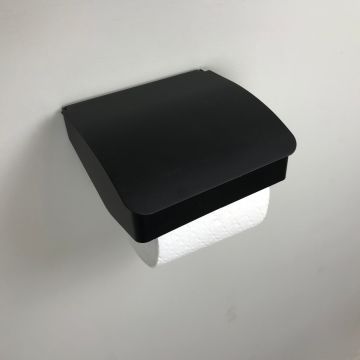 Toiletrolhouder Cube zwart met klep