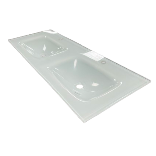 Glazen dubbele wastafel Vetro 121x46cm Gesatineerd glas
