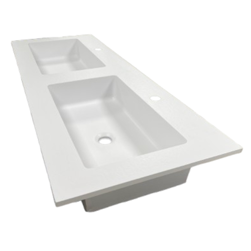 Composiet dubbele wastafel Solid 121x46cm Granito Wit RAL9003
