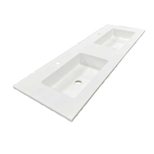 Composiet dubbele wastafel Solid 121x46cm Egaal Wit RAL9003