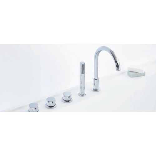 5-delige badkraan Cali voor badrand chroom