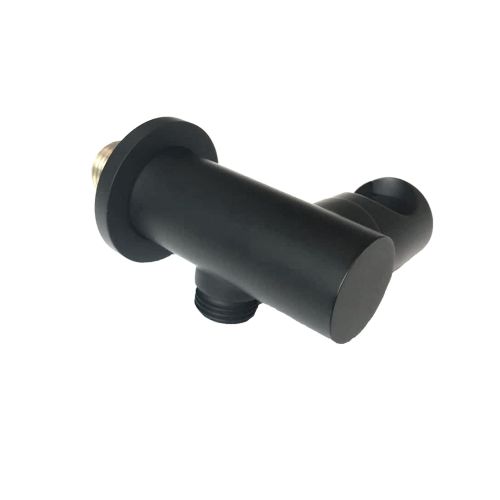 Kantelbare handdouchehouder met waterinlaat en muuraansluiting mat zwart