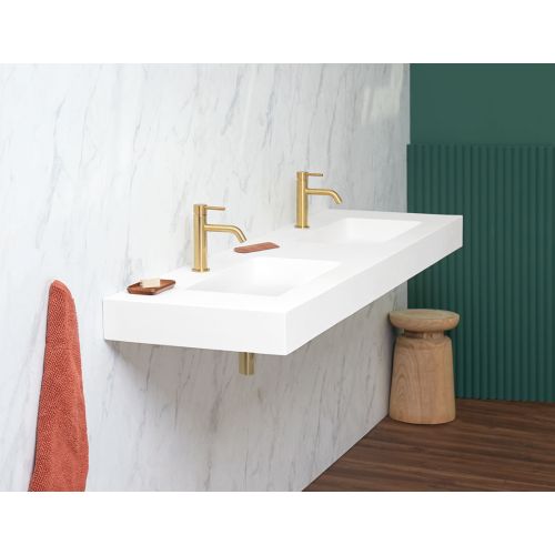 Solid Surface dubbele wastafel Cardiff Duo 120cm wit