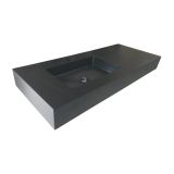 Vrijhangende composiet wastafel Solid Stone, 110x45cm zwart
