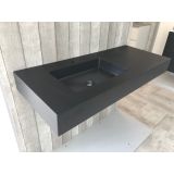 Vrijhangende composiet wastafel Solid Stone, 110x45cm zwart