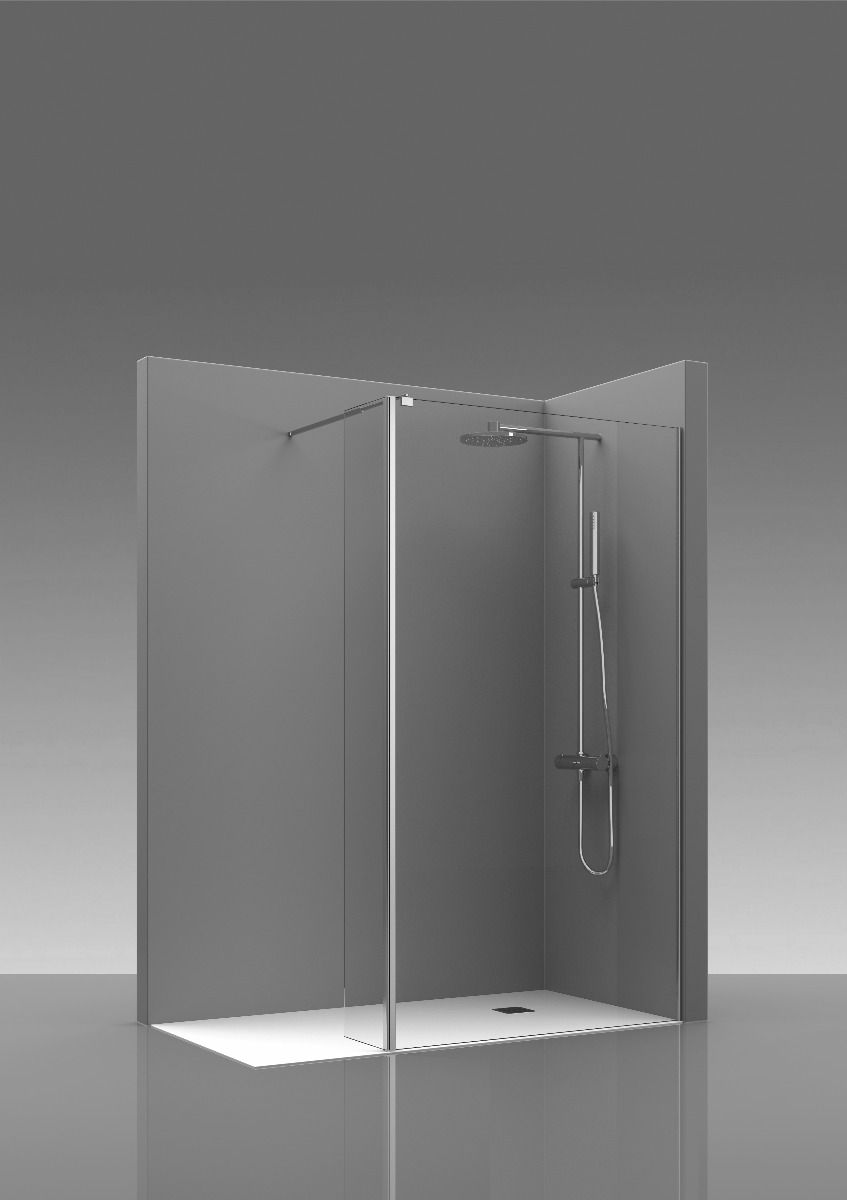 Douchewand Walk In van 8mm veiligheidsglas met draaibaar deel