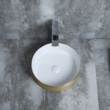 Keramische ronde opbouw waskom Cylindrico ø36cm goudkleurig met witte binnenzijde