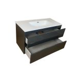 Badmeubel Kubic 100 cm, antraciet glans met keramische wastafel