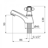 Fonteinkraan Retro chroom met kruis greep  