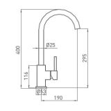 Maatvoering keukenkraan Inox