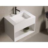 Solid Surface wastafel Ariel Middle met handdoekvak 50x35x35cm (lxdxh) mat wit