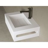 Solid Surface wastafel Ariel Standaard met handdoekhouder 50x35x15 (lxdxh) mat wit