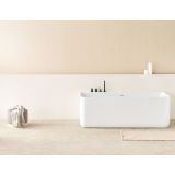 Half vrijstaand acryl ligbad Trento Muro 175x80cm glanzend wit