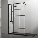 Vaste douchewand Vintage 110x195cm Transparantglas mat zwart raster