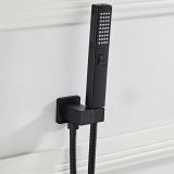 Handdouche set Nero Cuadro mat zwart inclusief houder met waterinlaat en slang 150cm 