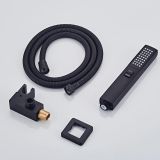 Handdouche set Nero Cuadro mat zwart inclusief houder met waterinlaat en slang 150cm 