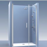 Draaideur 2-delig Padel 84,5cm - deur 45cm met vast deel 39,5cm - 6mm glas met profielen chroom