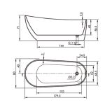 Vrijstaand acryl ligbad Dalia 180x80cm glanzend wit