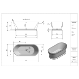 Vrijstaand acryl ligbad Heritage 170x80cm mat wit