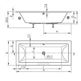 Inbouw acryl ligbad Cube glanzend wit