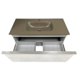 Badmeubel Parma 100cm Wit Hoogglans met Composiet wastafel Beigegrijs RAL7006