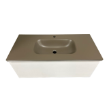 Badmeubel Parma 100cm Wit Hoogglans met Composiet wastafel Beigegrijs RAL7006