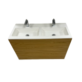 Badmeubel Ithaca 110cm gefineerd hout Natural met Solid Surface wastafel