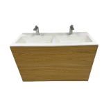 Badmeubel Ithaca 110cm gefineerd hout Natural met Solid Surface wastafel