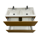 Badmeubel Ithaca 110cm gefineerd hout Natural met Solid Surface wastafel