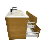 Badmeubel Ithaca 110cm gefineerd hout Natural met Solid Surface wastafel