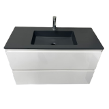 Badmeubel Ithaca 90cm wit hoogglans met composiet wastafel antraciet