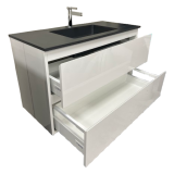 Badmeubel Ithaca 90cm wit hoogglans met composiet wastafel antraciet