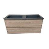 Dubbel badmeubel Kalipso 120cm Fresno met composiet wastafel antraciet