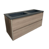 Dubbel badmeubel Kalipso 120cm Fresno met composiet wastafel antraciet