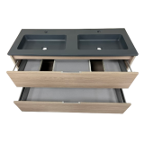 Dubbel badmeubel Kalipso 120cm Fresno met composiet wastafel antraciet