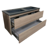 Dubbel badmeubel Kalipso 120cm Fresno met composiet wastafel antraciet