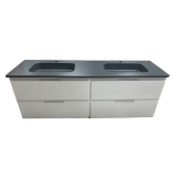 Dubbel badmeubel Life 150cm mat wit met composiet wastafel Cementgrijs RAL7033