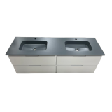 Dubbel badmeubel Life 150cm mat wit met composiet wastafel Cementgrijs RAL7033