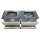 Dubbel badmeubel Life 150cm mat wit met composiet wastafel Cementgrijs RAL7033