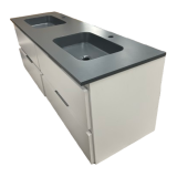 Dubbel badmeubel Life 150cm mat wit met composiet wastafel Cementgrijs RAL7033