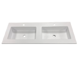 Composiet dubbele wastafel Solid 121x46cm Granito Wit RAL9003