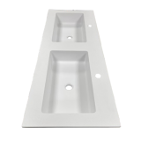 Composiet dubbele wastafel Solid 121x46cm Granito Wit RAL9003