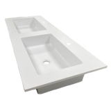 Composiet dubbele wastafel Solid 121x46cm Granito Wit RAL9003