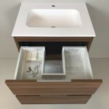 Badmeubel Nogal 60cm noten 'look' met Solid Surface wastafel